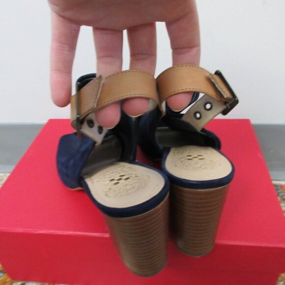 Vince Camuto Brianny Suede Slingback Peep Toe Heel Women 7.5 Blue High Heels 524 - Picture 6 of 12